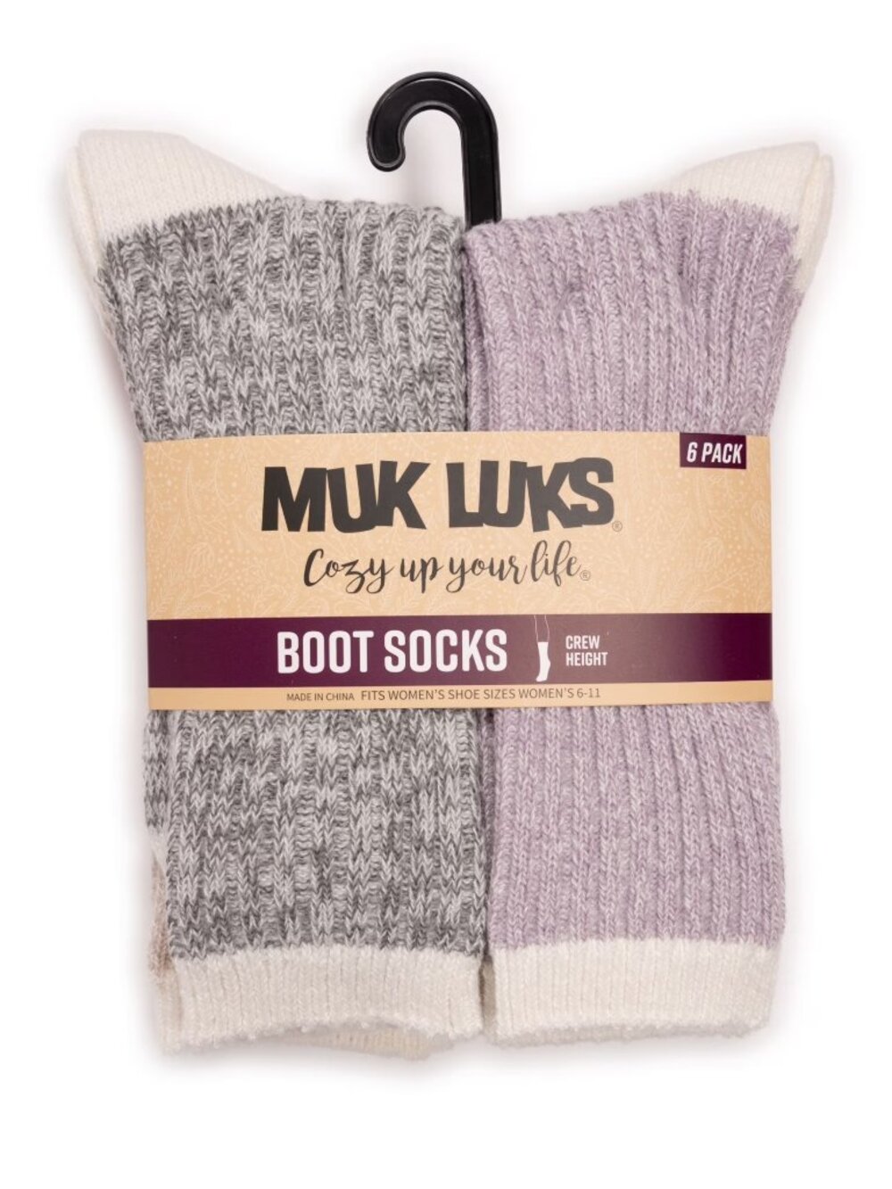 MUK LUKS Women's Fluffy Dream Crew Boot Socks, 6-Pack - New